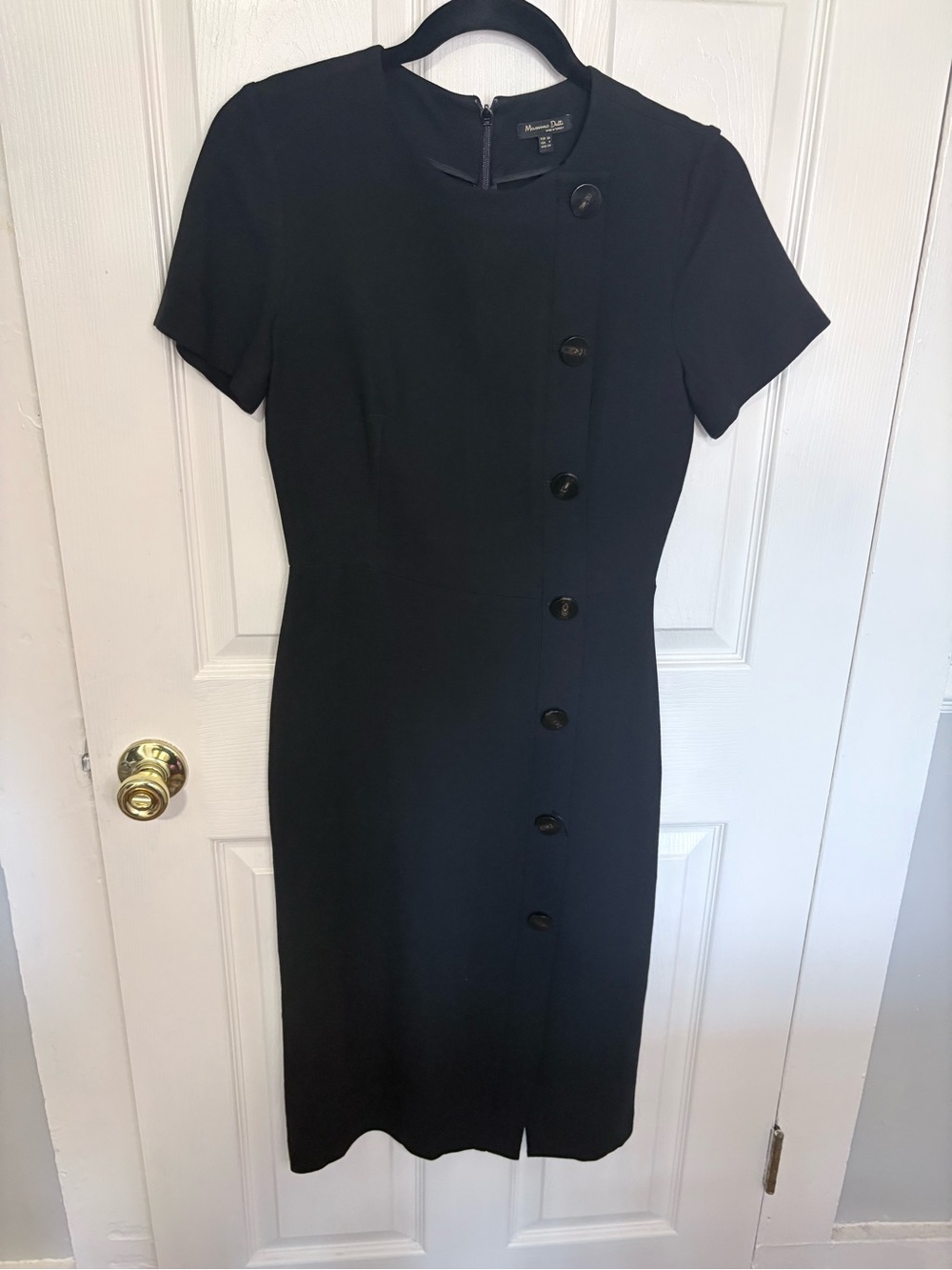 Massimo Dutti Black Midi Dress Size 4 Tailored Minimalist Quiet Luxury Workwear - Picture 3 of 11
